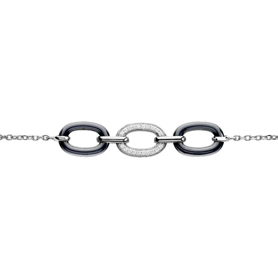 Bracelet Eulalie Argent Blanc Céramique Et Oxyde De Zirconium
