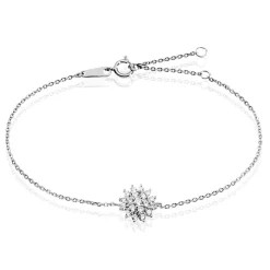 Bracelet Fleur Des Neiges Argent Blanc Oxyde De Zirconium