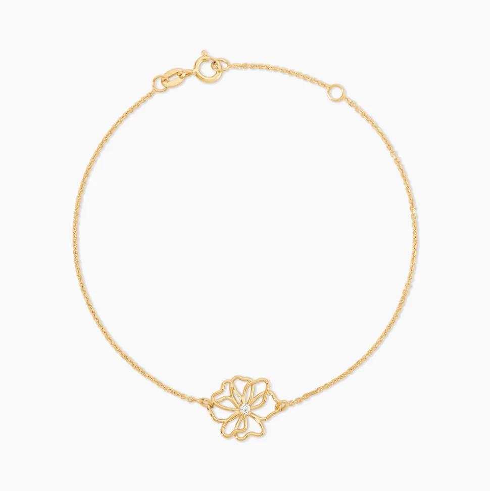 Bracelet Floraison Dorée Or Jaune Oxyde De Zirconium