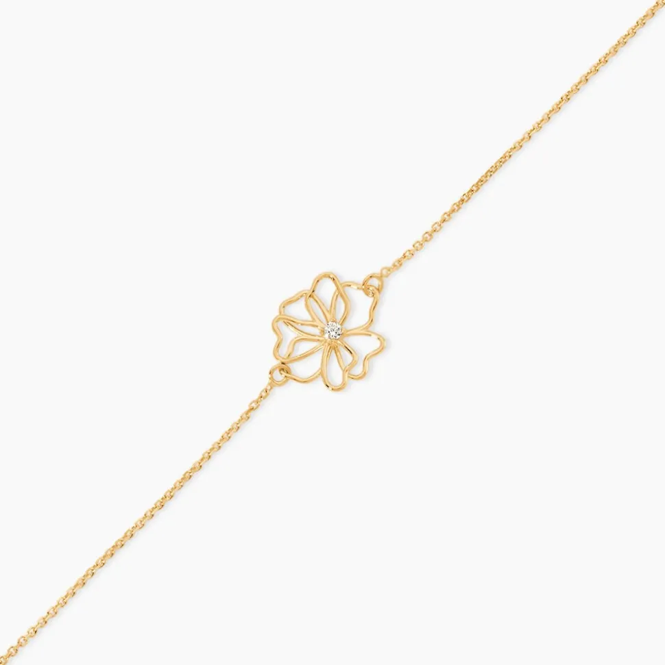 Bracelet Floraison Dorée Or Jaune Oxyde De Zirconium