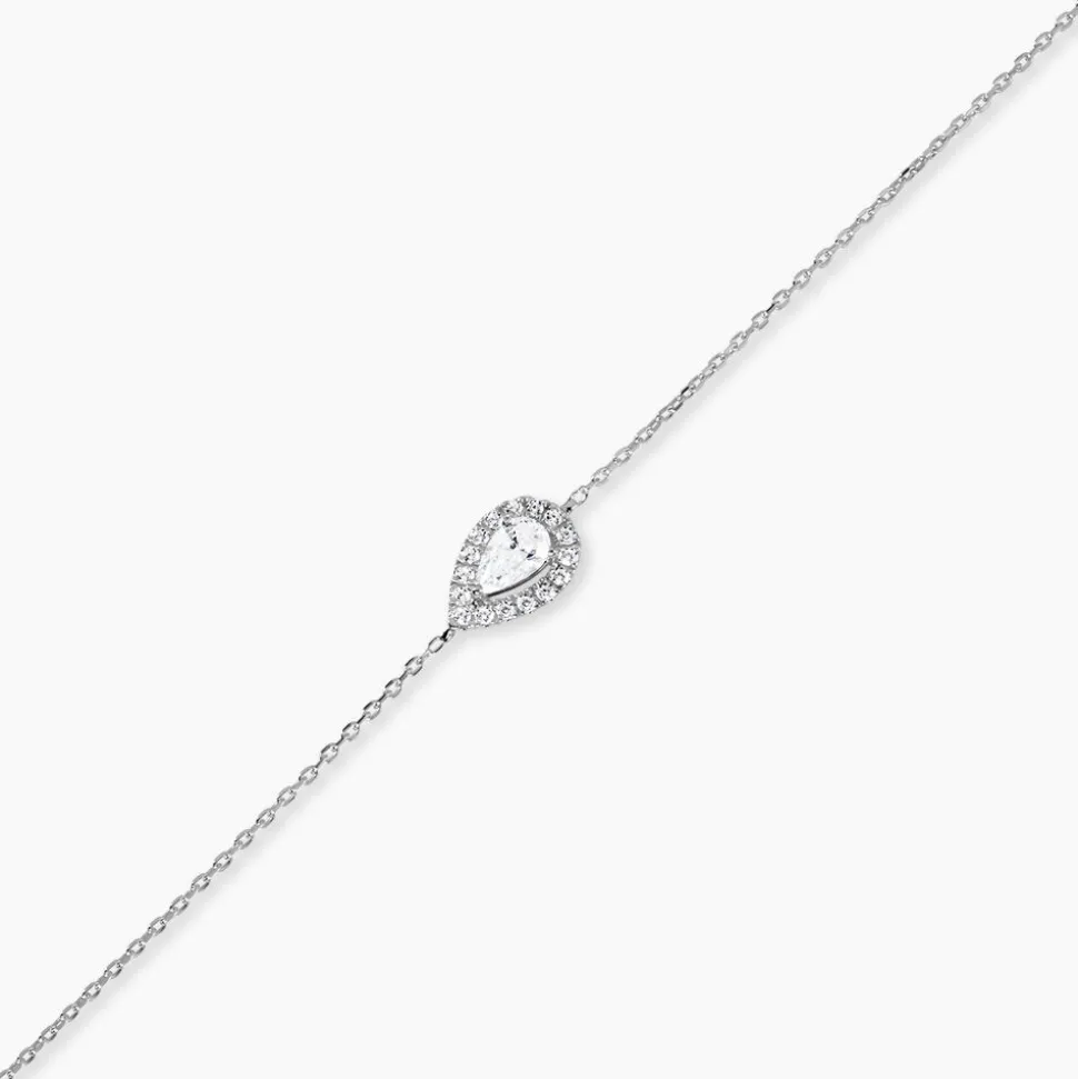 Bracelet Hildana Or Blanc Oxyde De Zirconium
