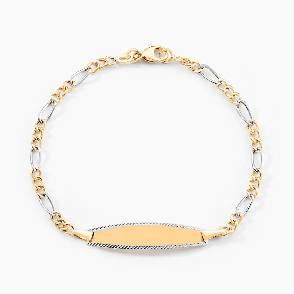 Bracelet Identité Bartolomee Maille Alternee 1/3 Or Bicolore