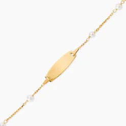 Bracelet Identité Gaspardine Maille Forçat Or Jaune Perle De Culture|Marc Orian