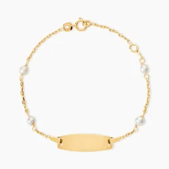 Bracelet Identité Gaspardine Maille Forçat Or Jaune Perle De Culture|Marc Orian