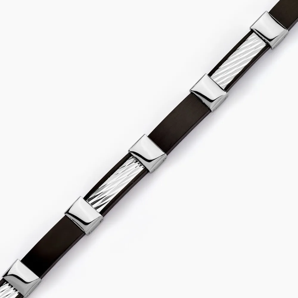 Bracelet Jack Acier Blanc Noir|Marc Orian Discount