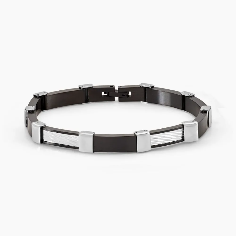Bracelet Jack Acier Blanc Noir|Marc Orian Discount