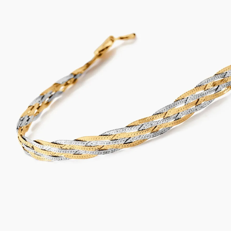 Bracelet Jasmin Tresse Or Bicolore