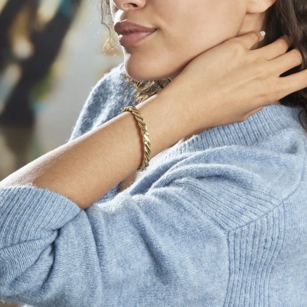 Bracelet Jonc Acier Dore Alexandru|Marc Orian Clearance