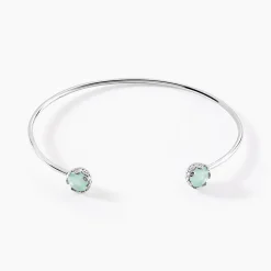 Bracelet Jonc Allyn Argent Blanc Verre