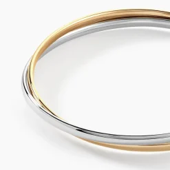 Bracelet Jonc Catalin 2 Fils Flexibles Or Bicolore