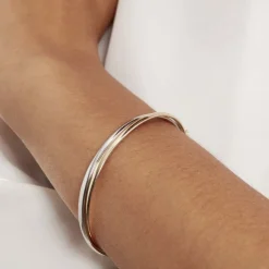 Bracelet Jonc Catalin 2 Fils Flexibles Or Bicolore