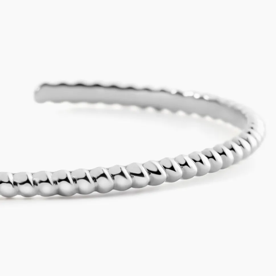 Bracelet Jonc Croissant Argent Blanc