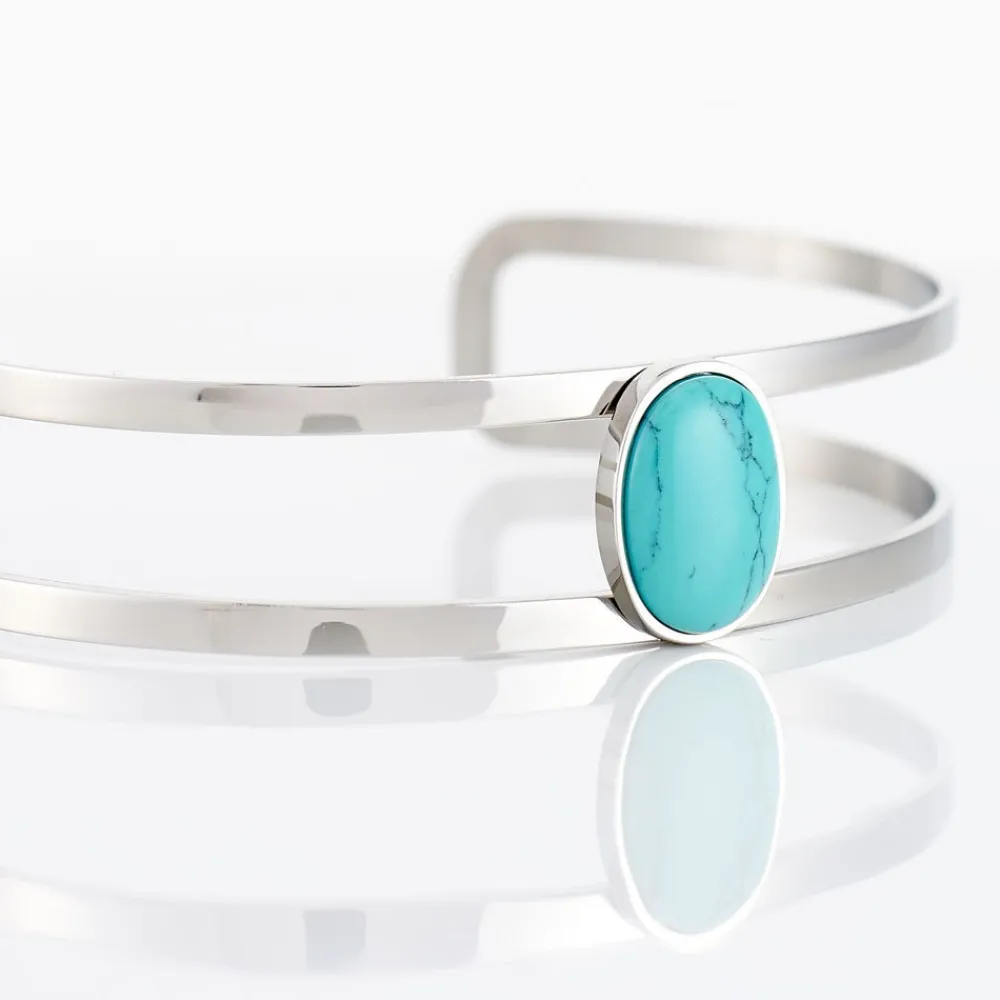 Bracelet Jonc Eline Acier Blanc Pierre De Synthese|IMAGINE Clearance