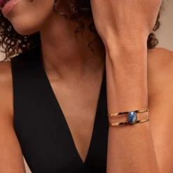 Bracelet Jonc Eline Acier Jaune Pierre De Synthese|IMAGINE New