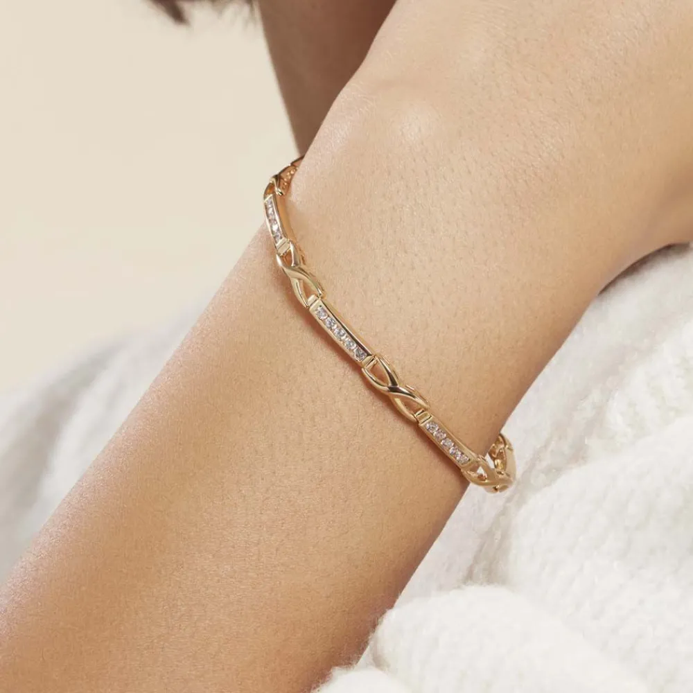 Bracelet Jonc Epiphanieae Plaqué Or Jaune Oxyde De Zirconium|Marc Orian New
