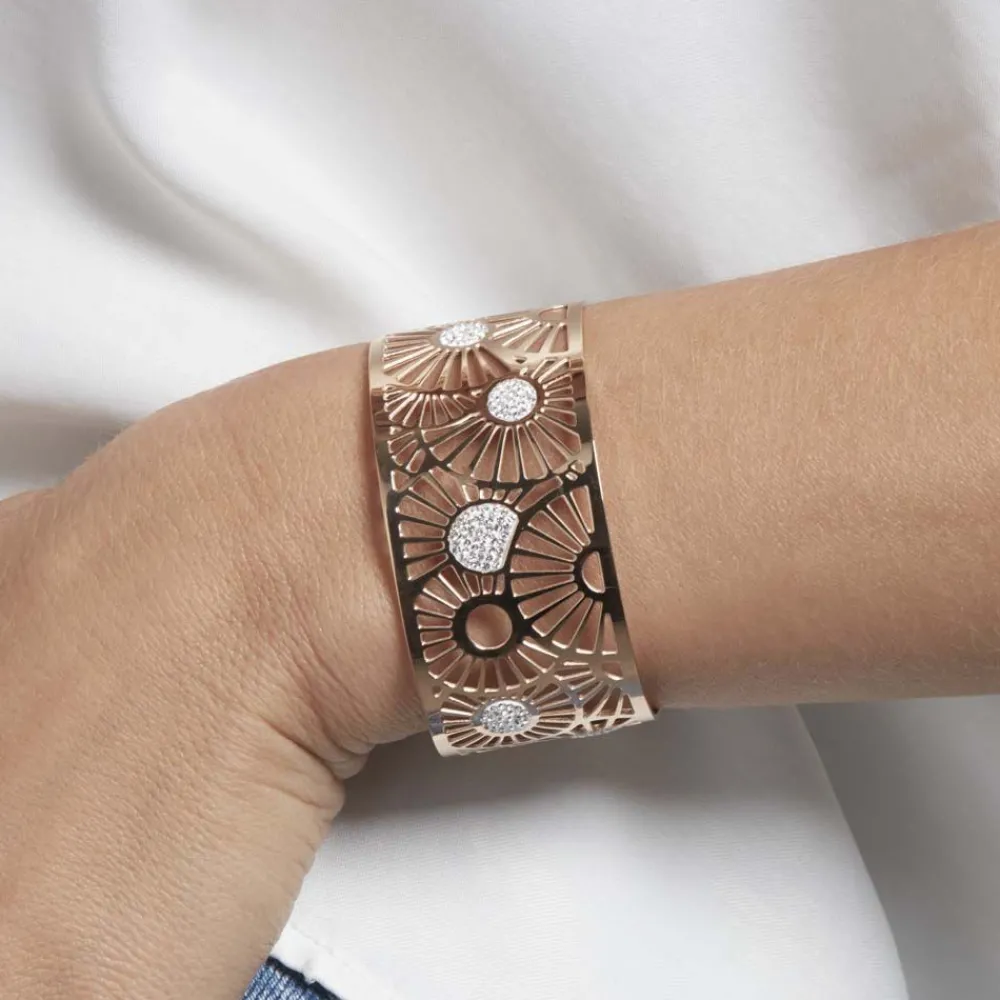 Bracelet Jonc Florette Strass Acier Rose Strass|IMAGINE Discount