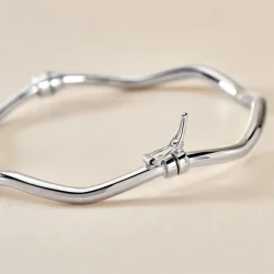 Bracelet Jonc Jennie Ondule Or Blanc