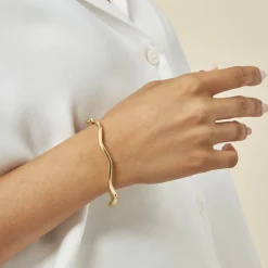 Bracelet Jonc Jennie Ondule Or Jaune
