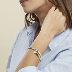 Bracelet Jonc Loise 2 Fils Carres Or Bicolore