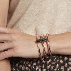 Bracelet Jonc Medina Acier Rose Pierre De Synthese