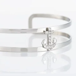 Bracelet Jonc Meysa Acier Blanc Strass
