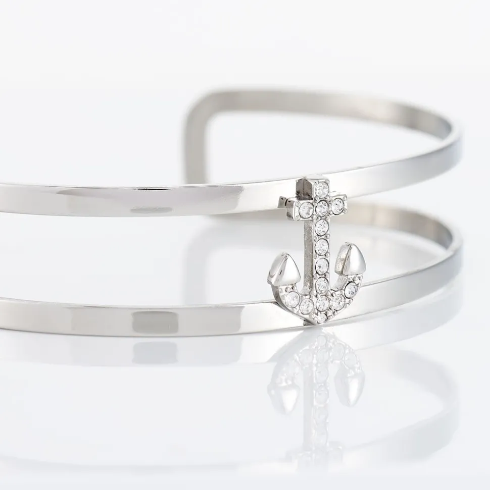 Bracelet Jonc Meysa Acier Blanc Strass