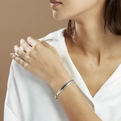 Bracelet Jonc Thaira Argent Blanc