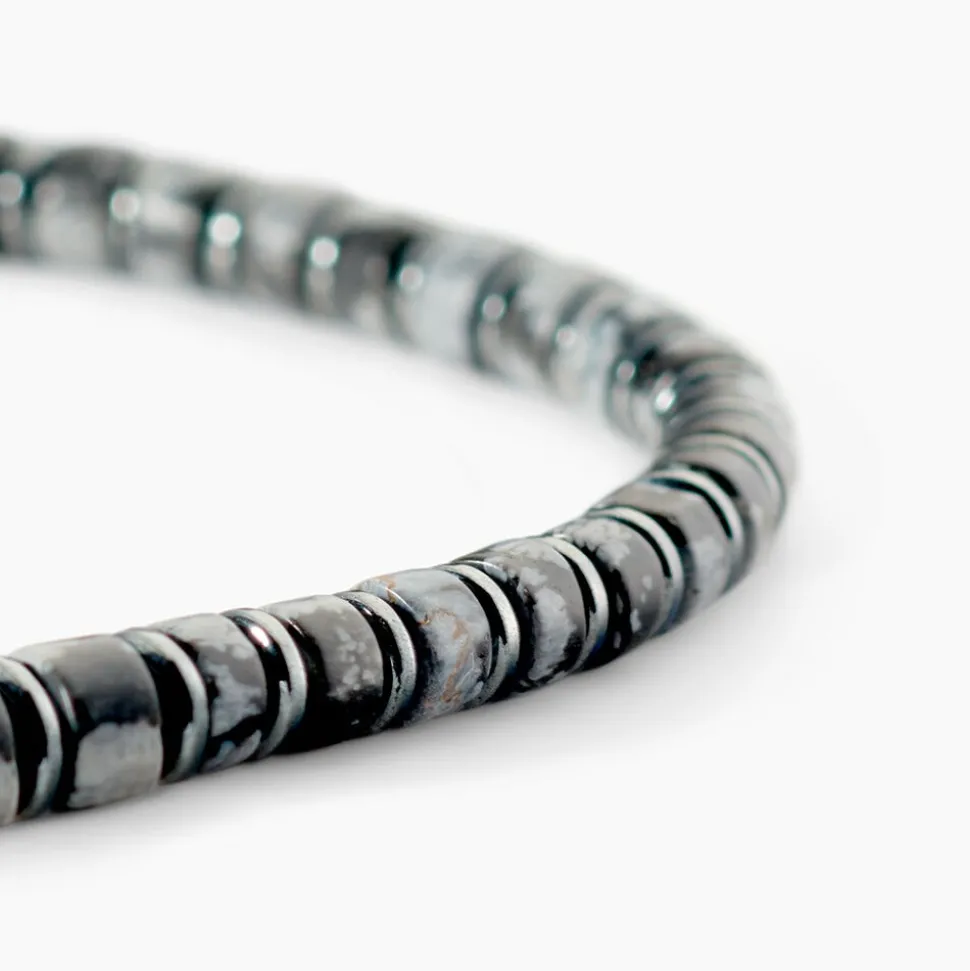 Bracelet Jourdan Acier Blanc Obsidienne Hématite