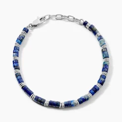 Bracelet Jourdan Arttu Acier Argenté Lapis Lazuli