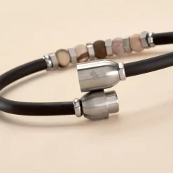 Bracelet Caoutchouc Noir Agate|JOURDAN Clearance