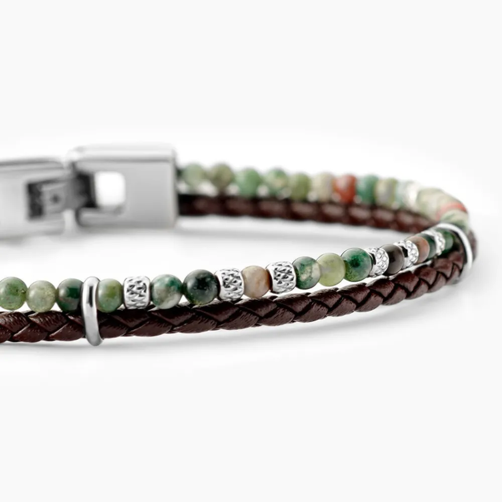 Bracelet Cuir De Vache Noir Agate|JOURDAN Outlet