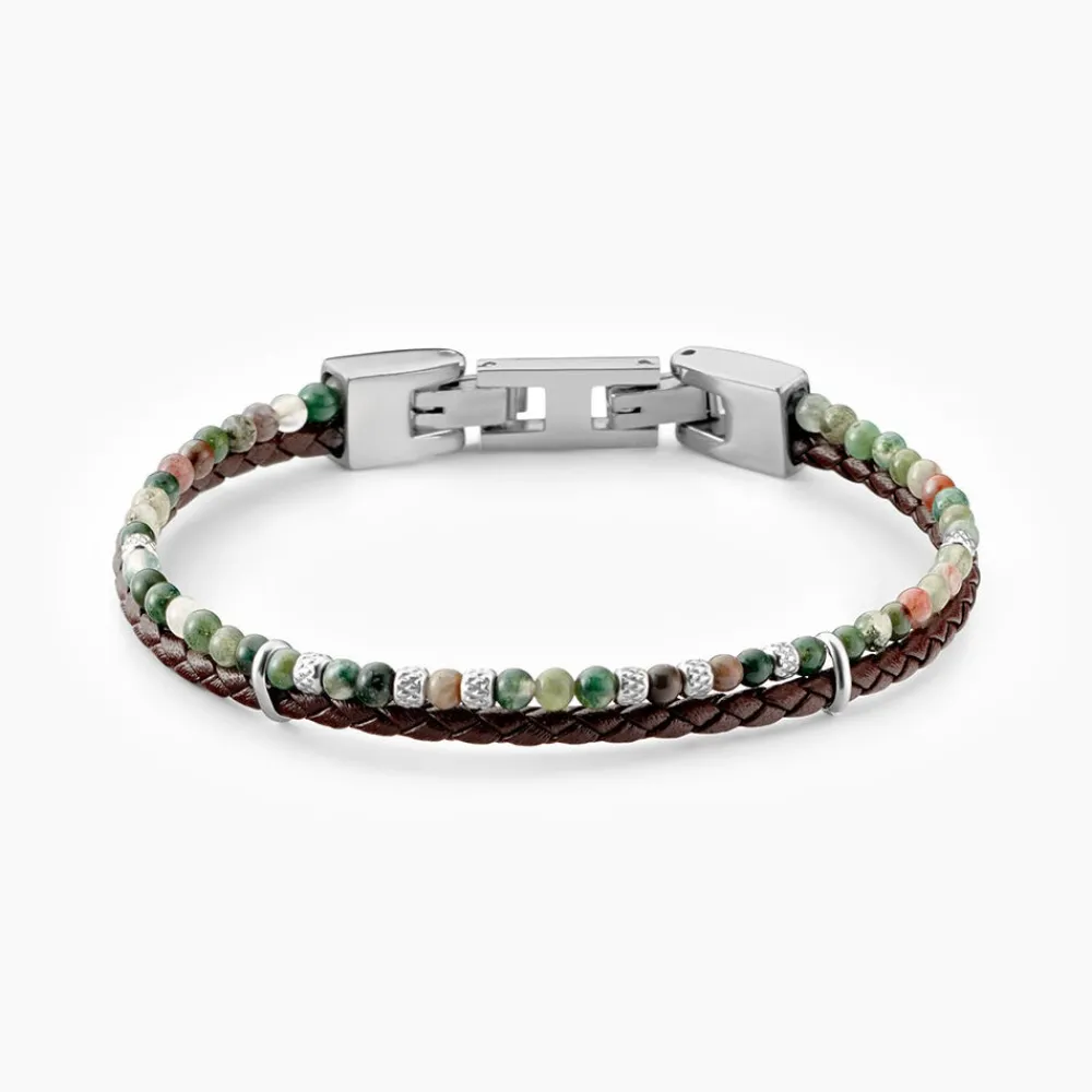 Bracelet Cuir De Vache Noir Agate|JOURDAN Outlet