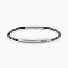 Bracelet Cuir De Vache Noir Diamant Synthétique|JOURDAN