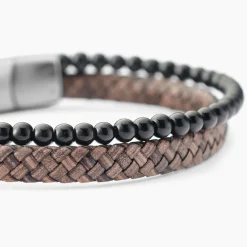Bracelet Cuir De Vache Marron Onyx|JOURDAN