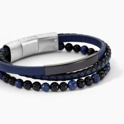 Bracelet Hercule Cuir Multicolore Onyx Lapis Lazuli|JOURDAN Clearance