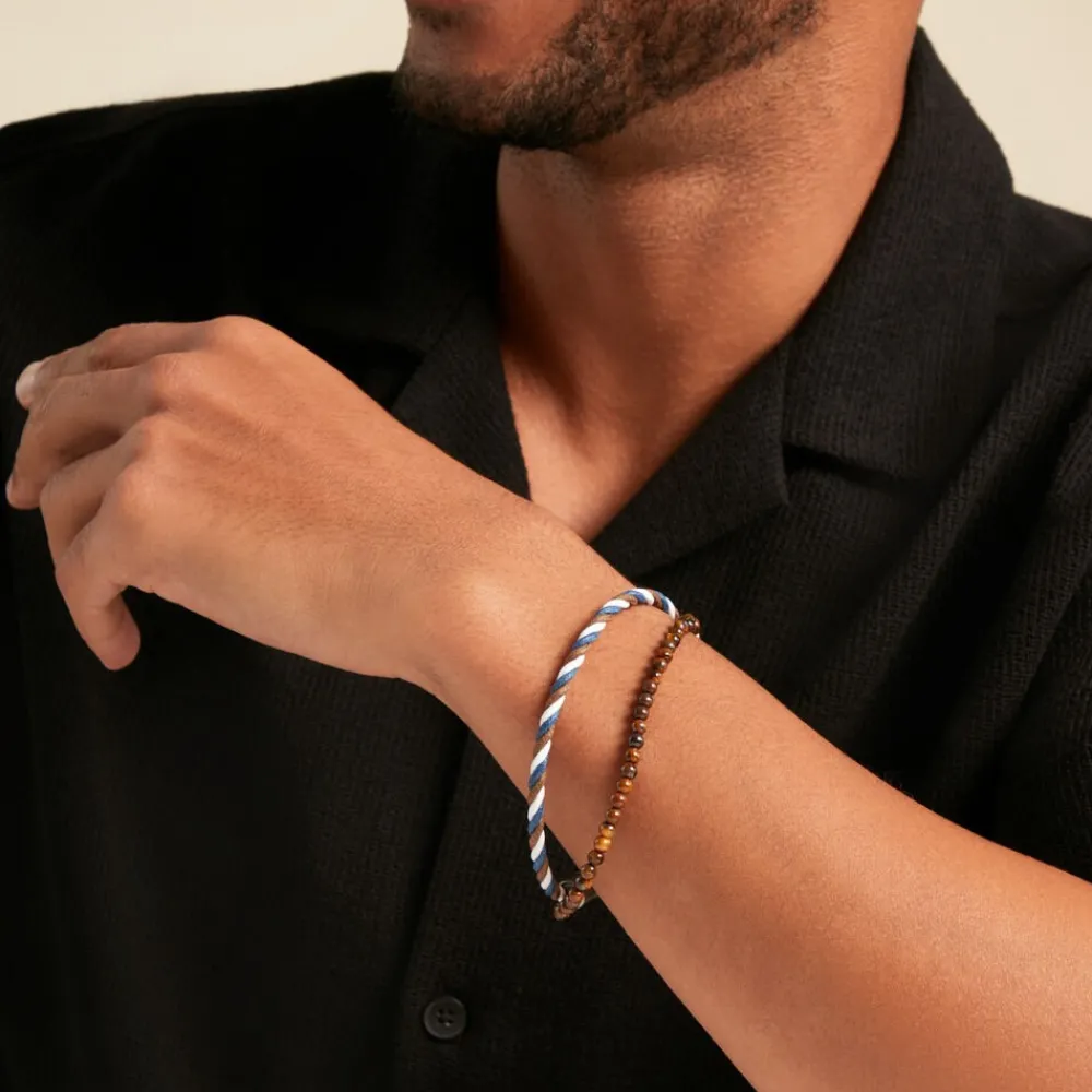 Bracelet Renatus Acier Argenté Oeil De Tigre|JOURDAN Best
