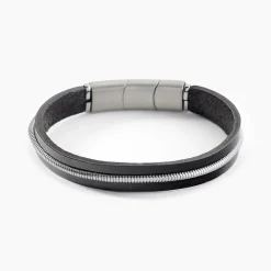 Bracelet Rodney Cuir Noir|JOURDAN Online