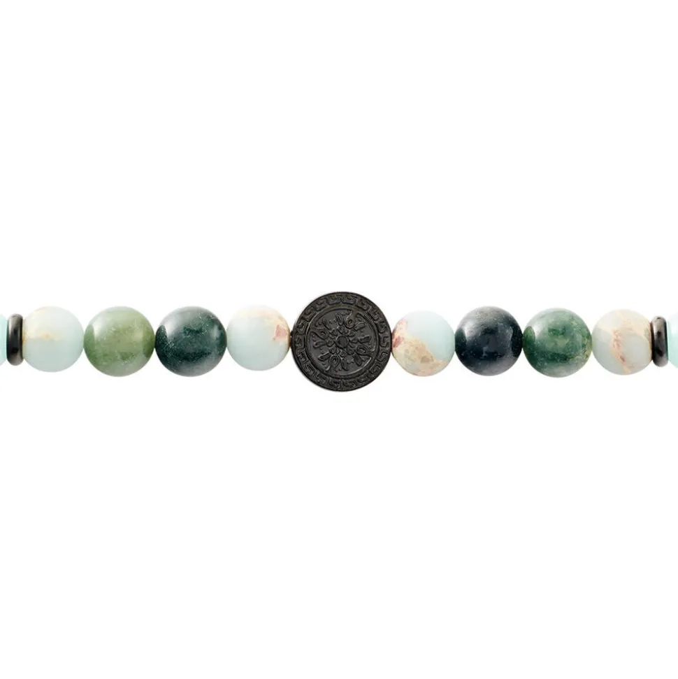 Bracelet Jourdan Yasur Acier Noir Quartz Amazonite