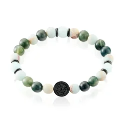 Bracelet Jourdan Yasur Acier Noir Quartz Amazonite