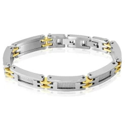 Bracelet Jourdan Zephir Acier Bicolore Dore / Blanc