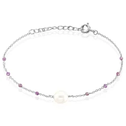 Bracelet Kerri Argent Blanc Perle De Culture Améthyste|Marc Orian New