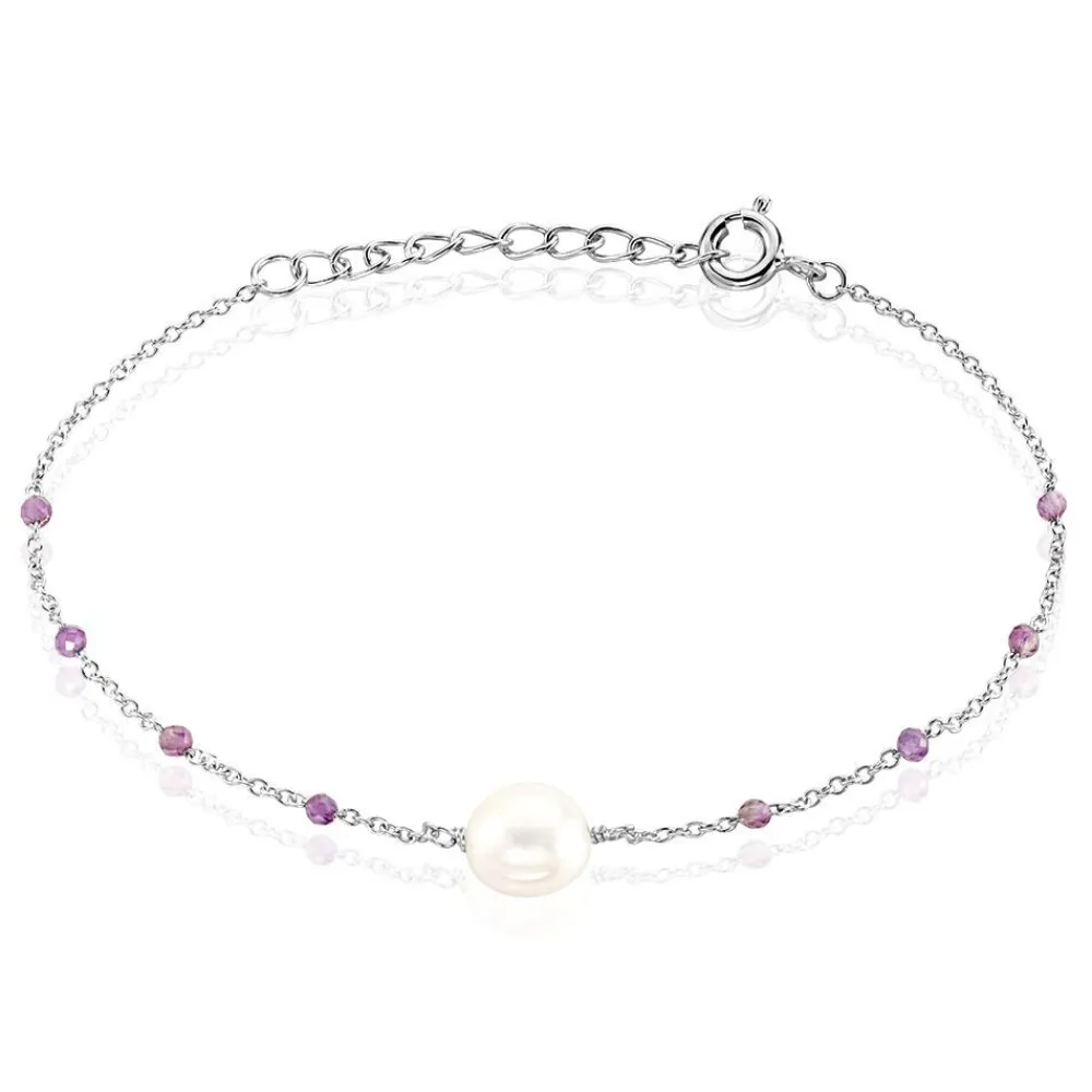 Bracelet Kerri Argent Blanc Perle De Culture Améthyste|Marc Orian New