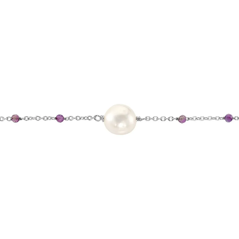 Bracelet Kerri Argent Blanc Perle De Culture Améthyste|Marc Orian New