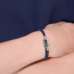 Bracelet Lacoste Starboard Cuir De Veau Bleu|LACOSTE BIJOUX Sale