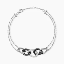 Bracelet Link Argent Blanc Céramique Et Oxyde De Zirconium
