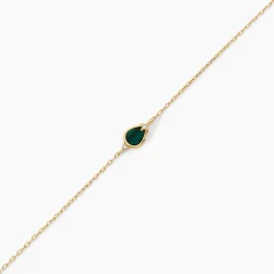 Bracelet Luminea Or Jaune Malachite Oxyde De Zirconium