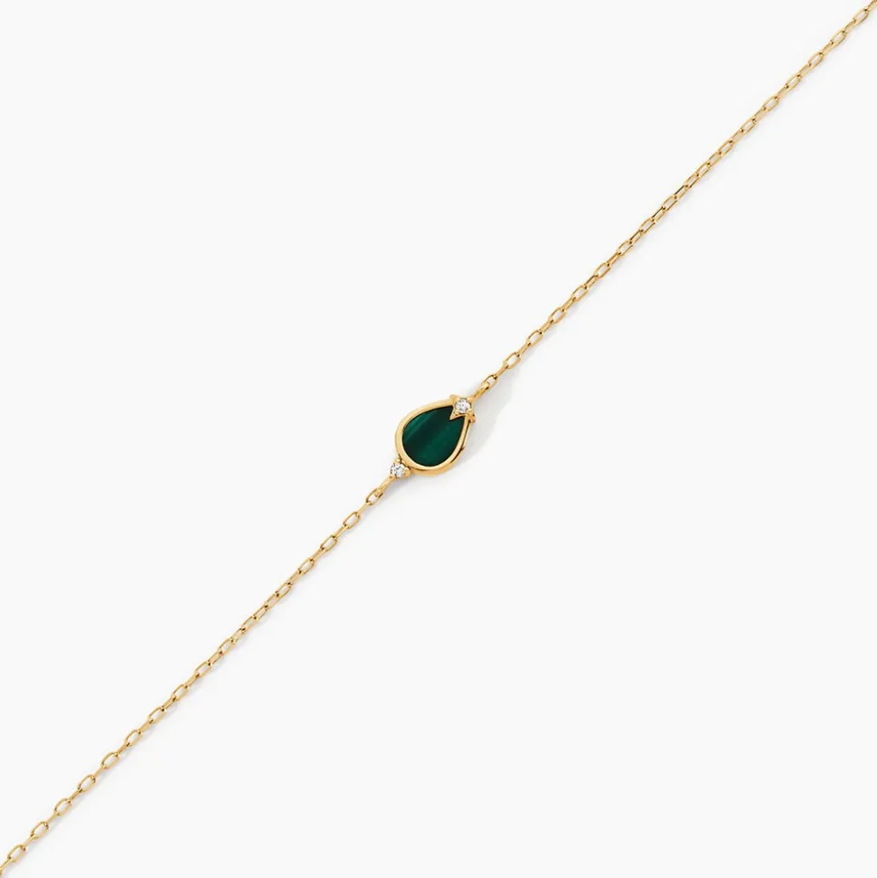 Bracelet Luminea Or Jaune Malachite Oxyde De Zirconium