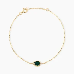 Bracelet Luminea Or Jaune Malachite Oxyde De Zirconium