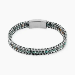 Bracelet Naturel Acier Blanc Jaspe Africain|JOURDAN Discount