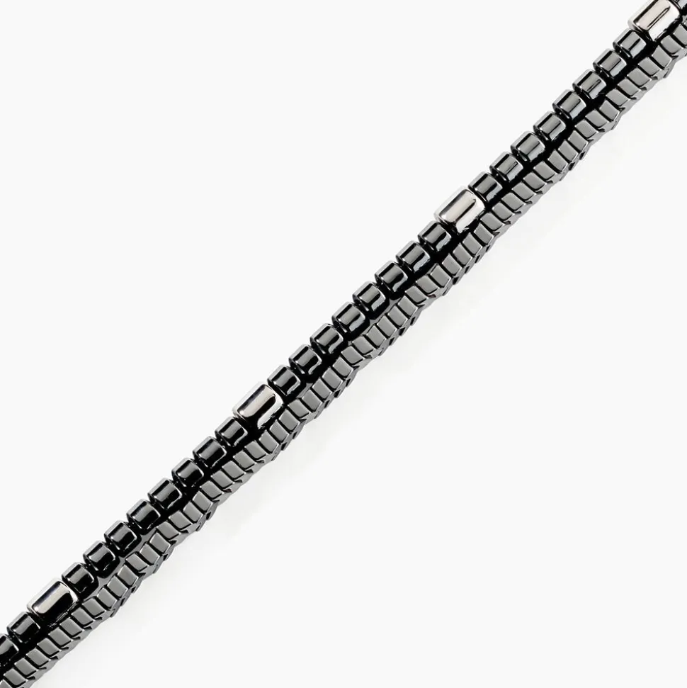 Bracelet Naturel Acier Blanc Hématite